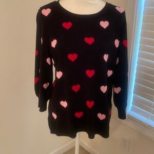 Adrianna Papell Black Heart Sweater Size Large